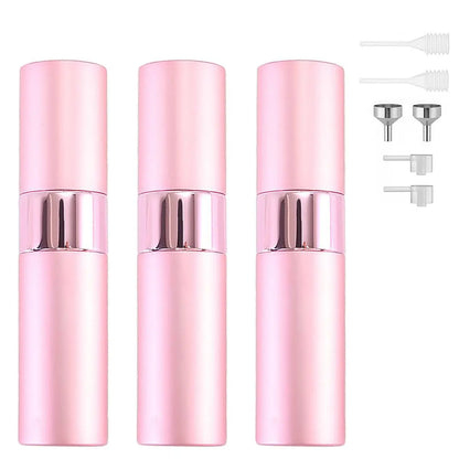 3Pcs 8Ml Aluminium Refillable Perfume Atomizer Bottle Set - Lightweight Leak-Proof Empty Cosmetic Cologne Containers with Funnel, Home Decor Organizer for Travel, Essential Oils, Glass Hats, Shoes, Makeup Tool Kit Storage Bag Matte Black Cabinet Tiktoksho