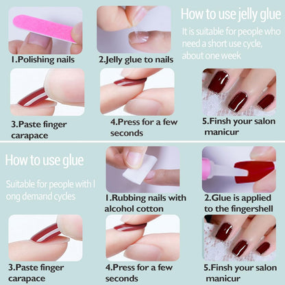 6-Pack French Tip Press-On Nails - Almond, Square, and Coffin Shapes, Short Artificial Nails with Adhesive (White and Black)