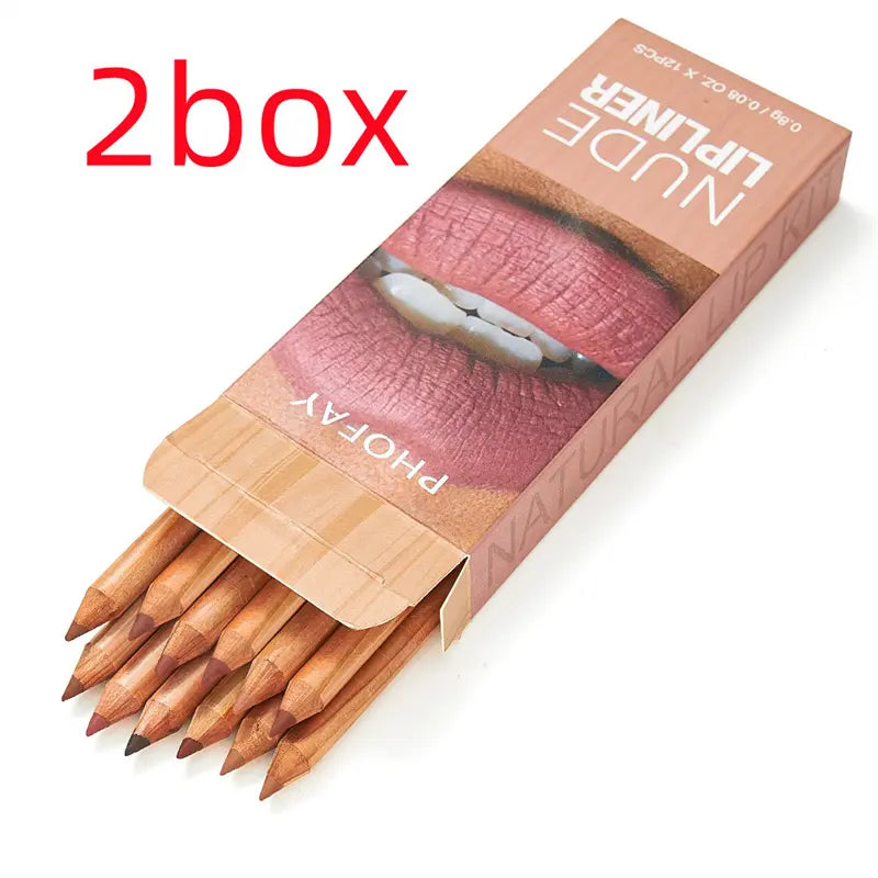 PHOFAY 12-Color Nude Lip Liner Set | Waterproof & Ultra-Smooth Lip Pencils | Ideal Gift for Everyday Makeup
