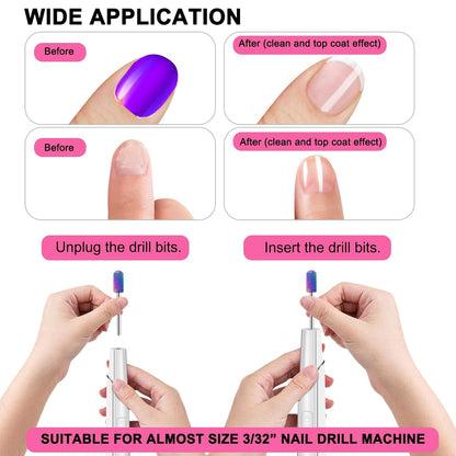 25-Piece Nail Drill Bit Set with Storage Box, 3/32 Inch Tungsten Ceramic Diamond Carbide Bits for Acrylic and Gel Polish, Cuticle E-file Remover for Manicure and Pedicure
